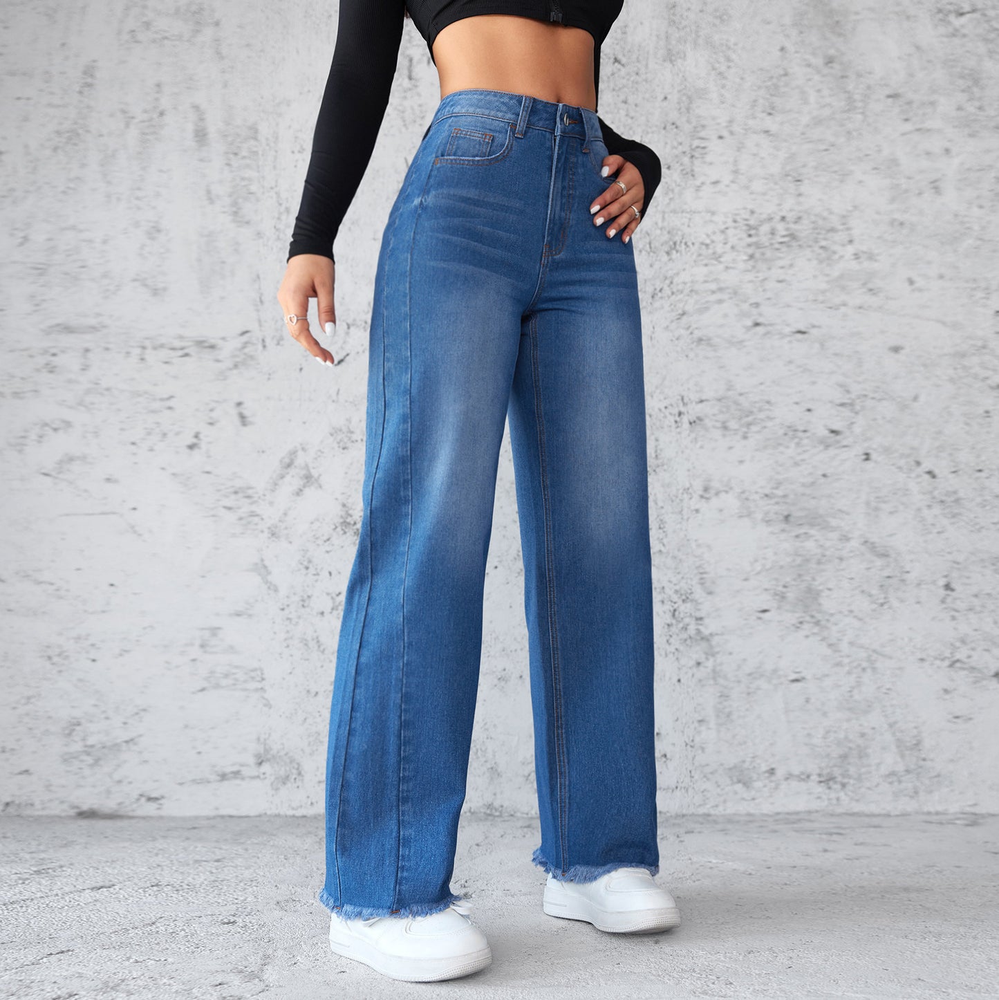 Fashion Straight Wide-leg High-waist Jeans