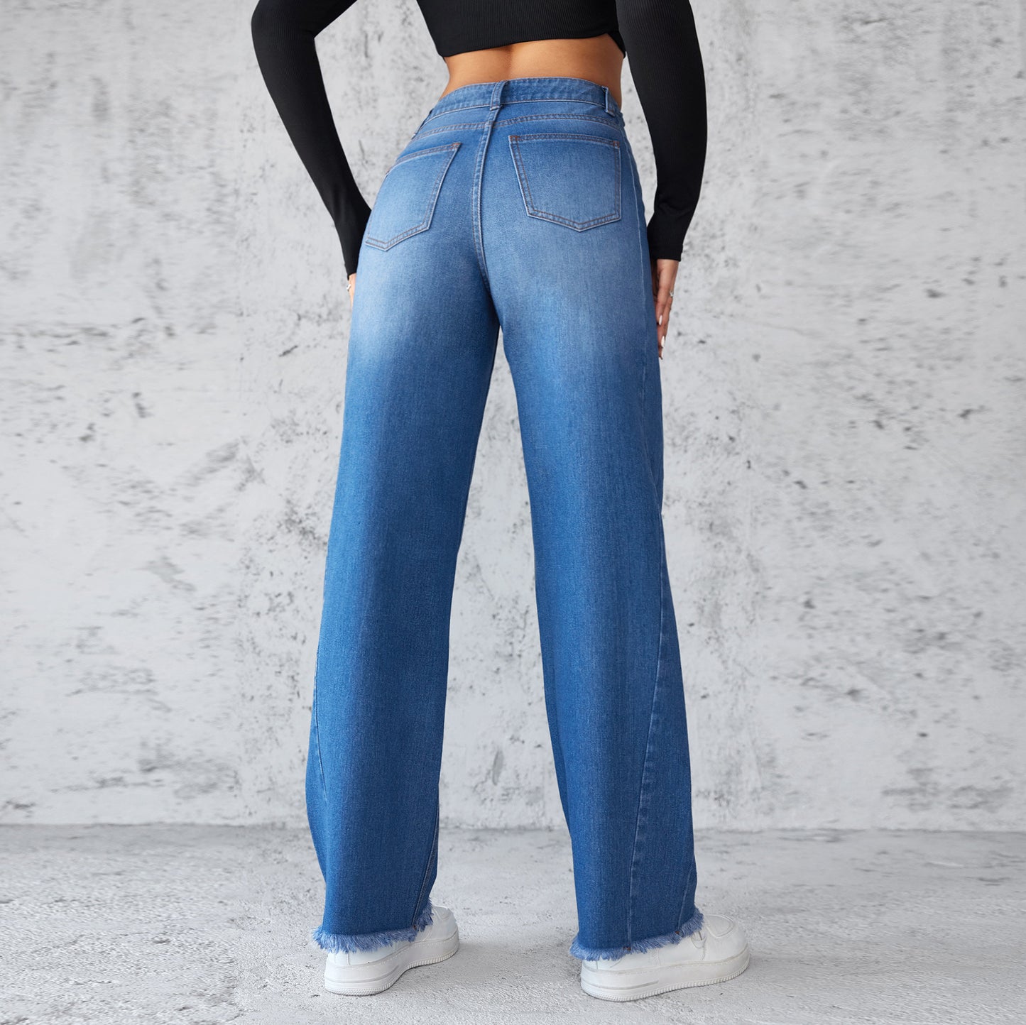 Fashion Straight Wide-leg High-waist Jeans