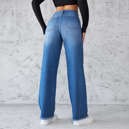 Fashion Straight Wide-leg High-waist Jeans