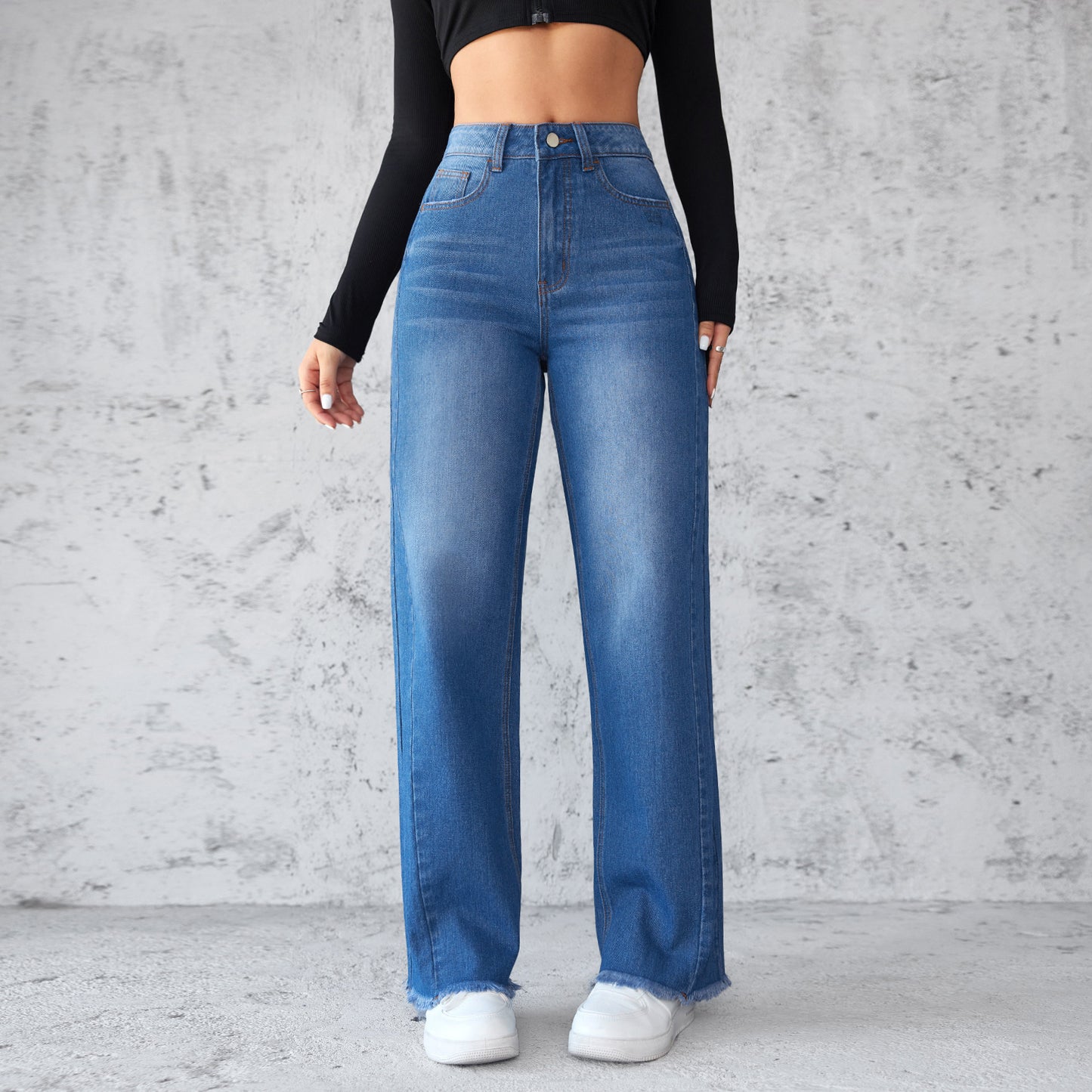 Fashion Straight Wide-leg High-waist Jeans