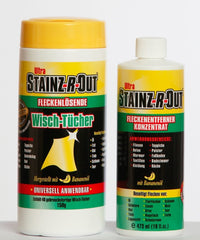 Ultra vlekverwijderingsconcentraat + poetsdoeken speciale bloedinkt teerwijnkleur