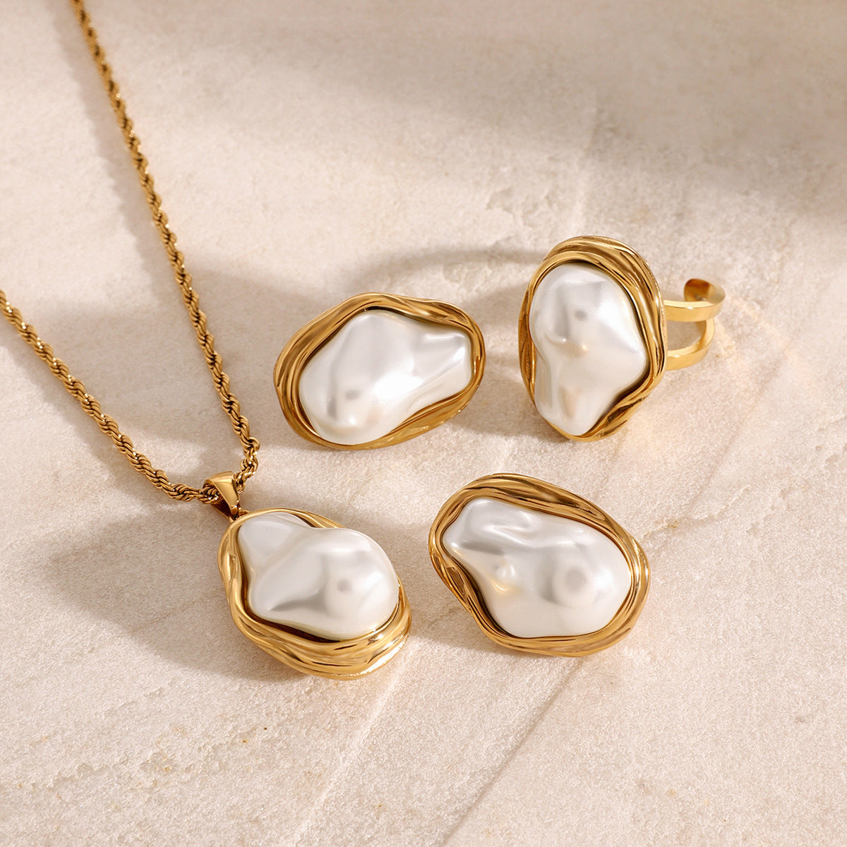 Women's Stainless Steel Pearl Necklace