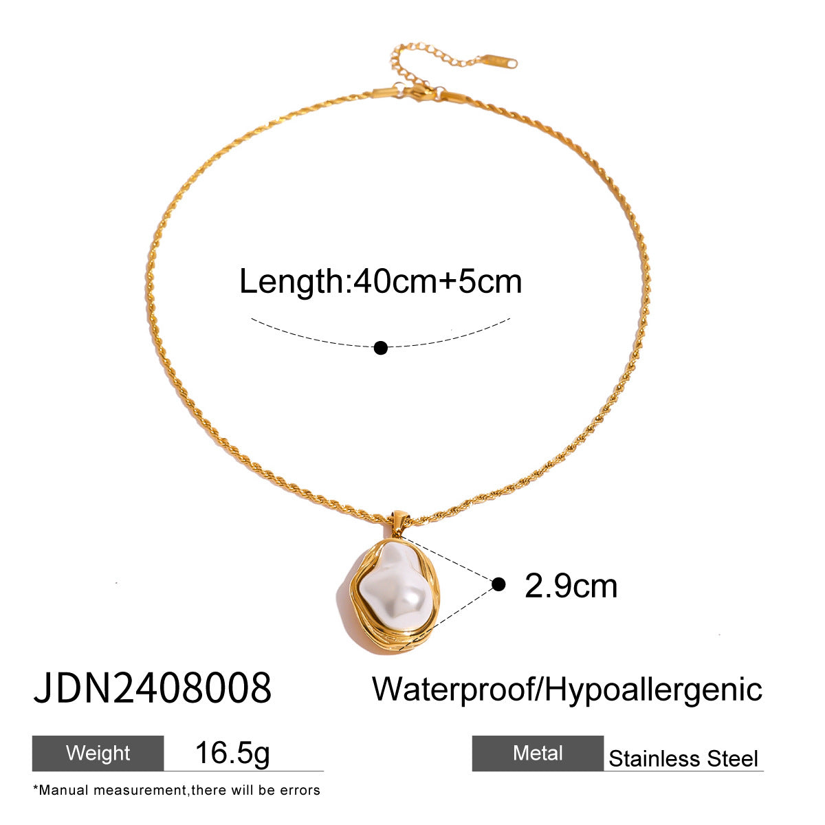 Women's Stainless Steel Pearl Necklace